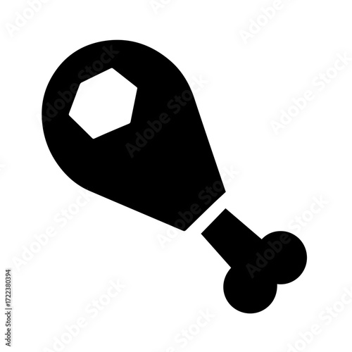 Vector icon of a roasted chicken leg or drumstick