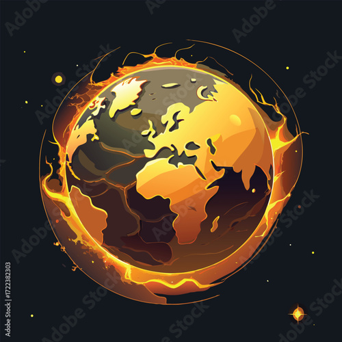 Planet Earth engulfed in flames in outer space fire