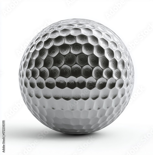 3D render of a shiny golf ball isolated on a white background