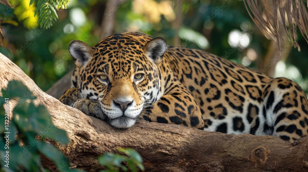 Fototapeta premium The Impressive Presence of a Jaguar in the Amazon