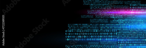Blue Binary Data Software Programming Code Background. Random Parts of Program Code. Digital Data Technology Concept.