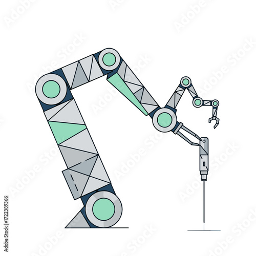 Technological Arm: A clean, minimalistic illustration showcasing a modern industrial robotic arm. This image captures the essence of automation and cutting-edge technology.