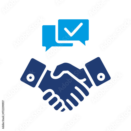Negotiation Icon Vector Illustration Blue Version