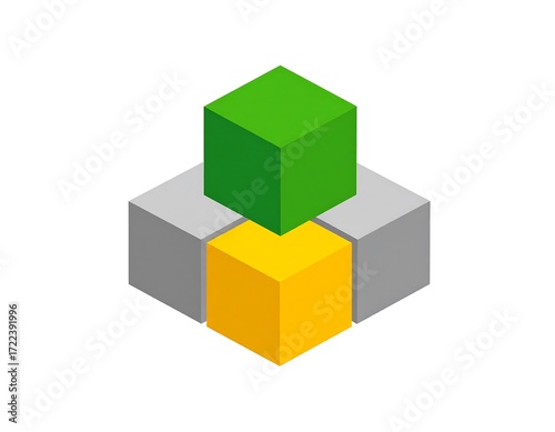 Three stacked colored cubes