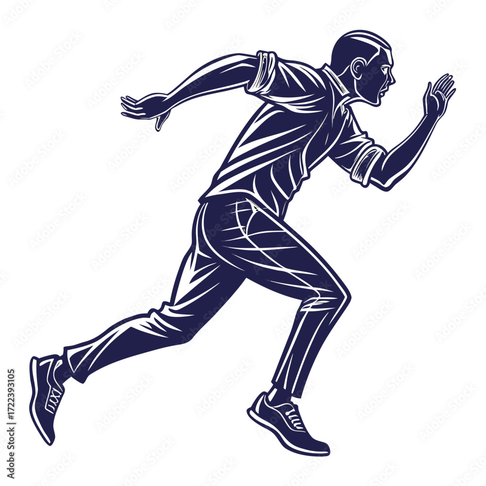 Naklejka premium Illustration of a man running in business casual attire the man is depicted in a side profile, showcasing his speed and determination in a dynamic pose