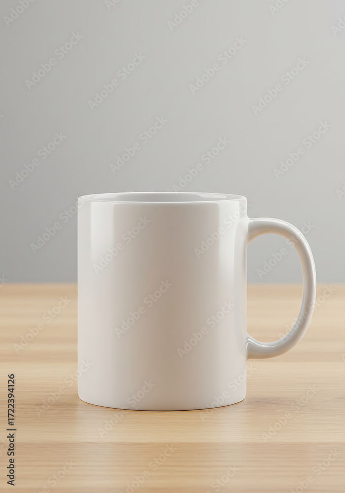 Fototapeta premium Realistic glossy ceramic mug on table