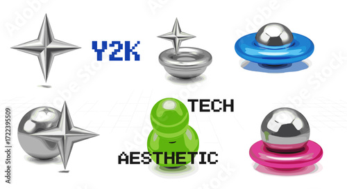 A collection of yk aesthetic objects with star and capsule shapes shown