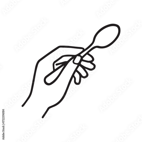 Vector hand holding spoon icon for food and dining concepts