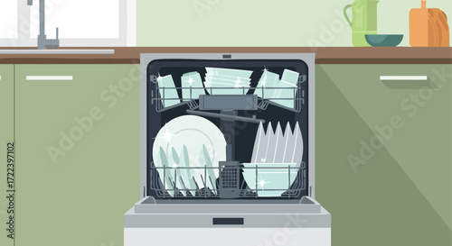 The Sparkling Clean Dishes in a Dishwasher