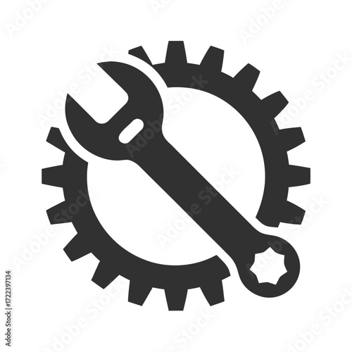 Wrench and gears icon representing mechanics engineering or repair services