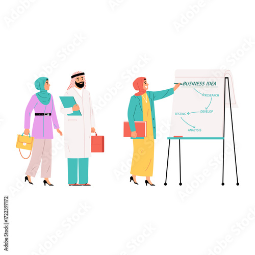 Diverse Business Team Collaborating on a Strategy Chart at a Presentation in Office