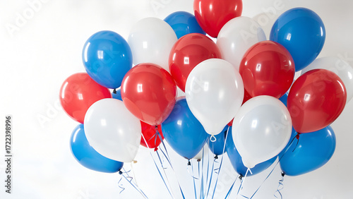 Red White and Blue Balloons Bunch on transparent background