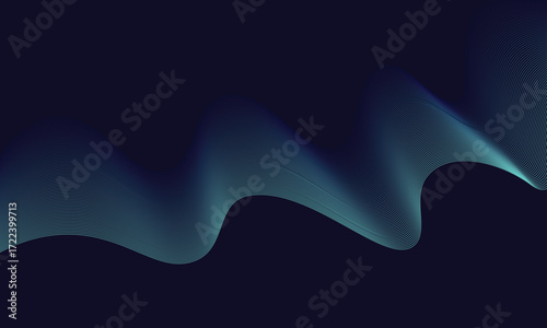 Dark Abstract Blue Flow Line Background Futuristic Digital Wave Pattern