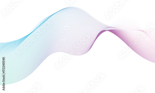 Abstract Gradient Wave Line Background Flowing Digital Art in Blue and Purple