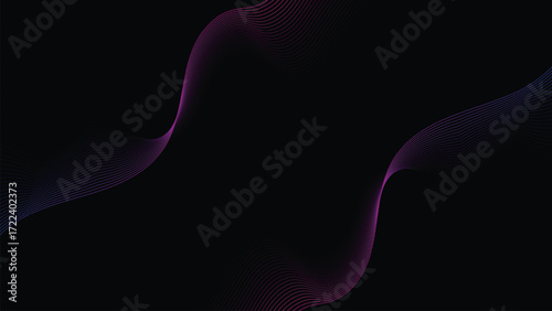 Dark Neon Line Wave Background Elegant Gradient Abstract Flow with Futuristic Design