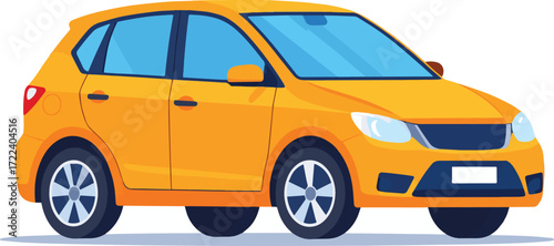 Orange Car Illustration for Transportation and Automotive Design