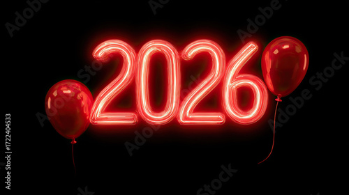 Glowing 2026 Text Design on Transparent Background for Futuristic Celebration