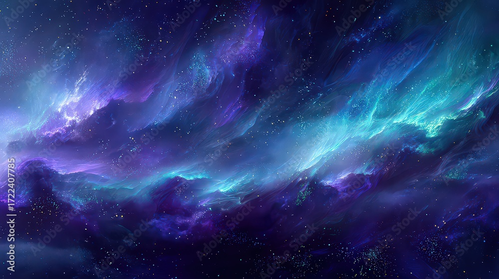 Fototapeta premium Cosmic Nebulae Displaying Vivid Colors in Deep Space