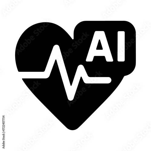 AI heart monitor icon, smart health tracking, intelligent cardiac system, automated health monitoring, digital heart analytics, medical AI technology