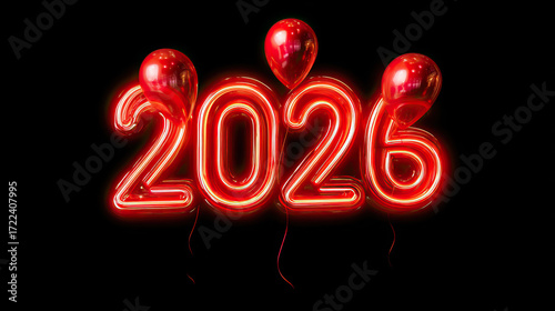 Glowing 2026 Text Design on Transparent Background for Futuristic Celebration
