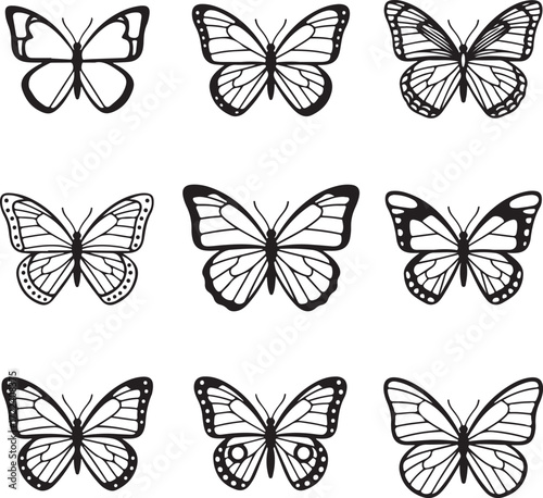 Butterfly Pattern: A captivating and artistic display of butterfly designs, showcasing diverse patterns and intricate wing details, offering a versatile design for various projects.