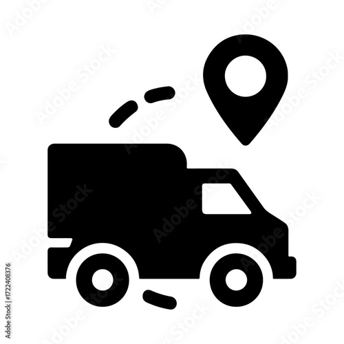 GPS AI truck icon, smart route optimization, intelligent delivery system, automated navigation technology, AI logistics management, connected transport vehicle