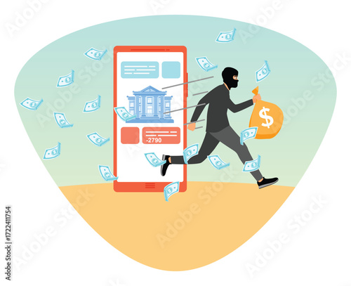 Call center fraud concept or scam stealing money from mobile banking application.