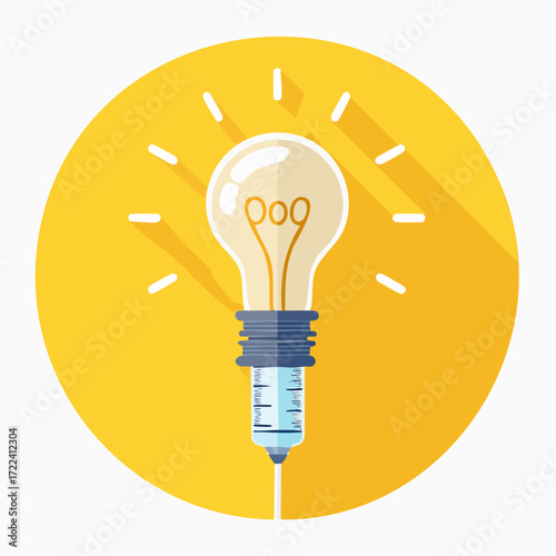 Creative Injection A Vector Illustration of a Lightbulb Syringe Idea