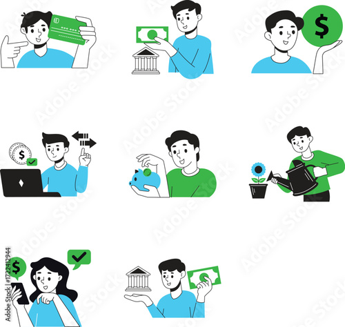 Illustrated scenes of financial and personal growth