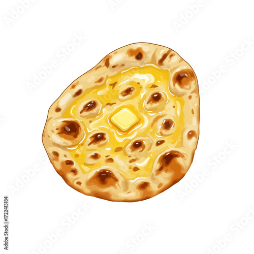 Realistic Vector Illustration of Naan Bread – Traditional Indian Flatbread

