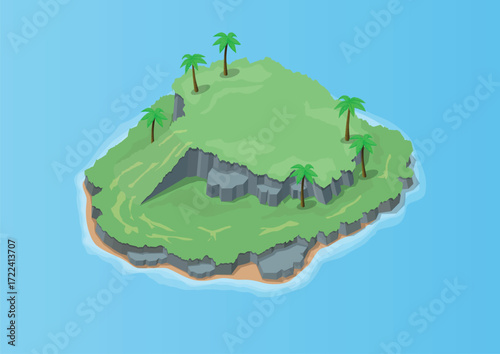 Isometric beautiful natural island