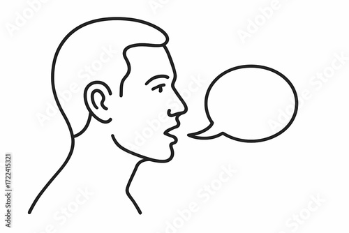 silhouette of a man with speech bubble