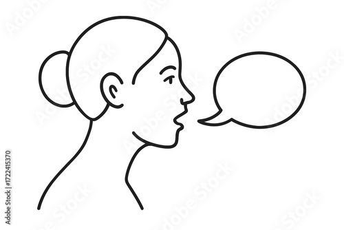silhouette of a woman with speech bubble