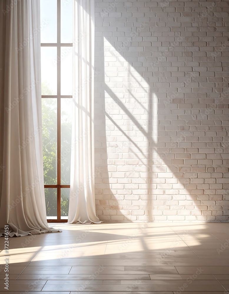 Obraz premium Sunlit room with sheer curtains