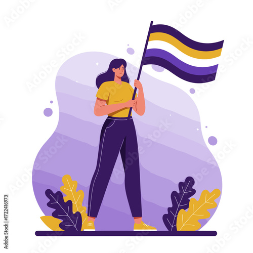 Woman Holding a Flag