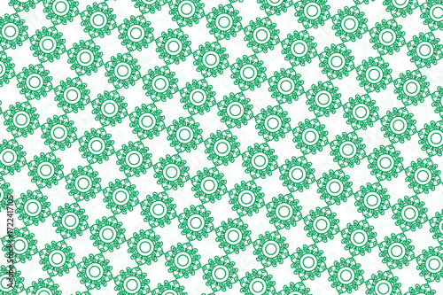 Green Floral Pattern on White Background seamless