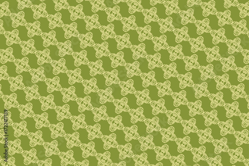 Olive Green Background with Yellow Swirl Pattern seamless