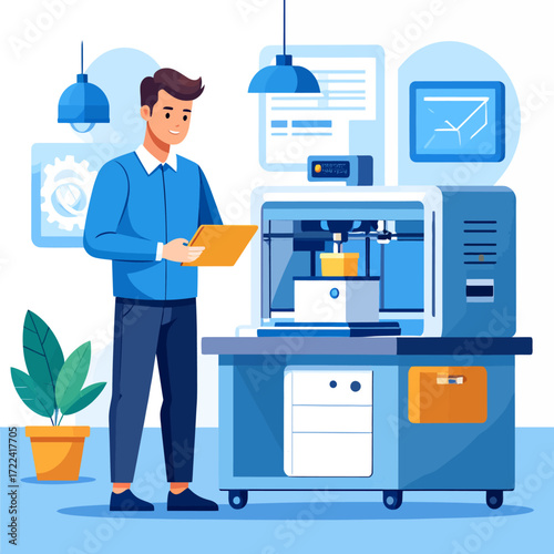 A professional technician operates advanced 3D printing technology, showcasing innovation in manufacturing and the evolving landscape of Technology and AI Professions