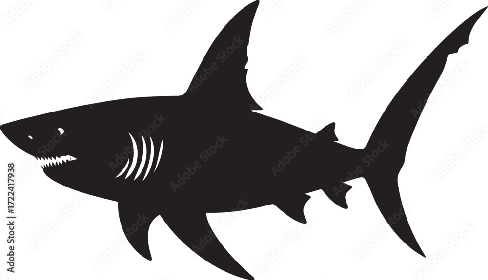Obraz premium Ocean Shark Silhouette Vector Illustration
