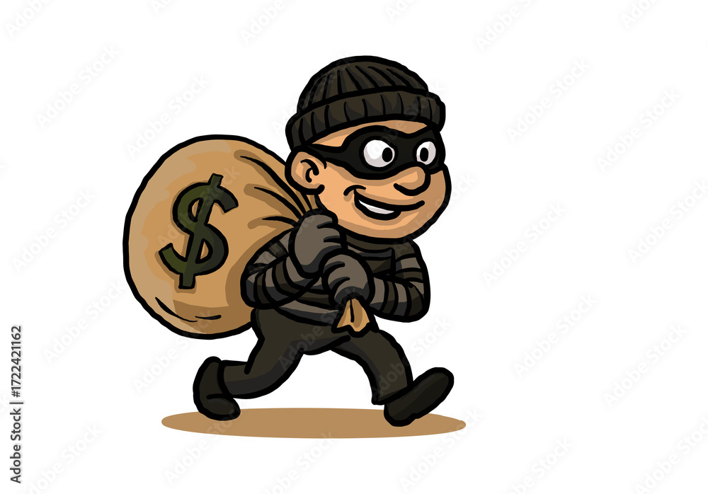 Naklejka premium thief with a bag