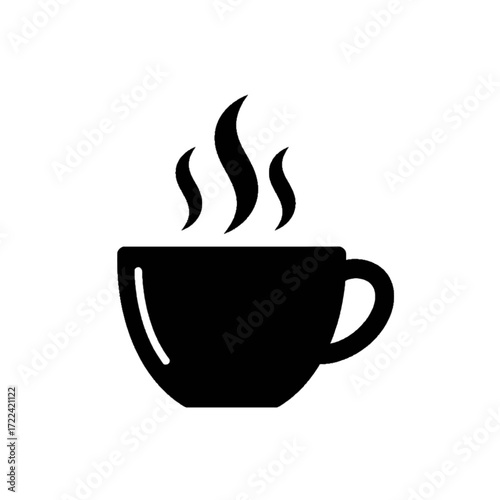 Coffee cup simple black silhouette steaming hot beverage morning routine