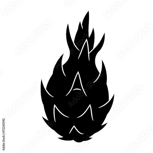 Dragon fruit silhouette Exotic fruit simple black and white tropical freshness