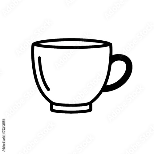 Coffee cup simple line drawing minimalist style isolated on white morning beverage