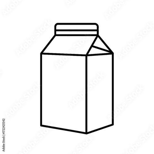 Milk carton simple line drawing clean white container minimalist style dairy product