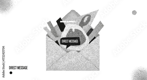 Abstract Direct Message Concept in Black and White
