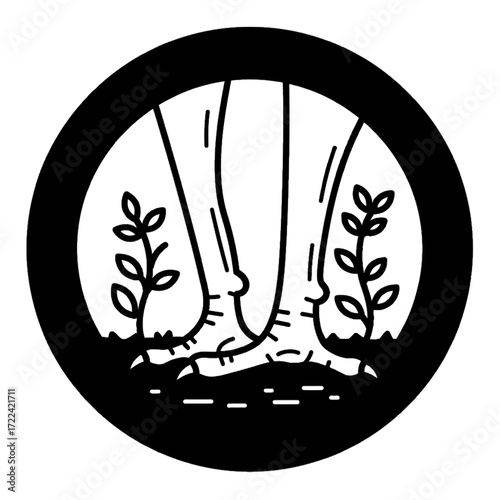 Bird Feet Simple Line Art Circular Frame Nature Symbol