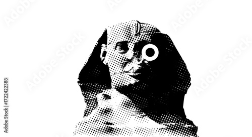 Black and White Sphinx with Modern Eye Symbol