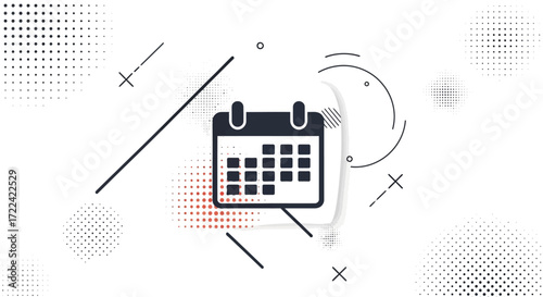 Calendar Icon with Abstract Geometric Background Elements
