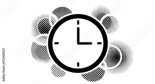 Black and White Clock with Abstract Design