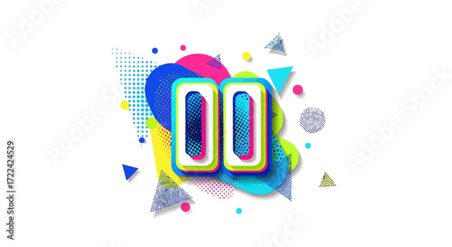 Colorful Play Button Number Two in Trendy Geometric Style